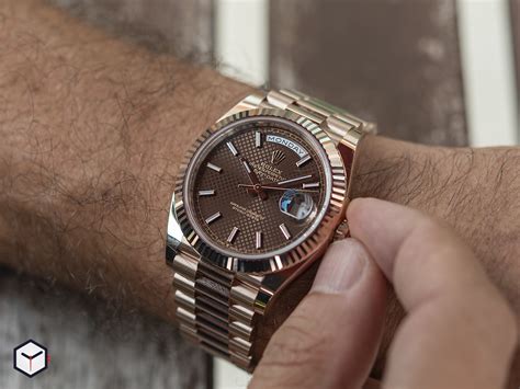 rolex day date leather review|rolex day date 40 prices.